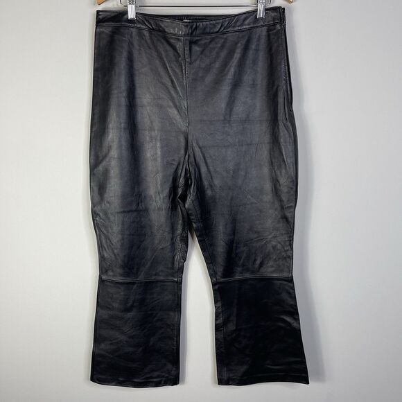 ASOS Women's Size US 12 Black Genuine Leather Flared Pants Grunge Rock Y2K - Picture 1 of 6